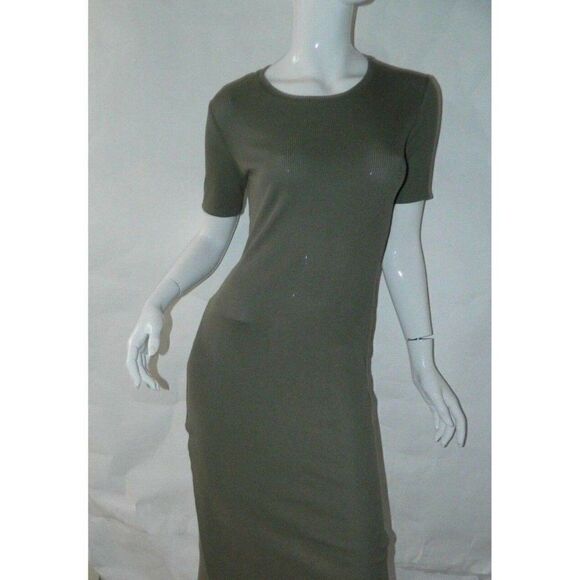 Anthropologie Tavik Dress Green Rib Knit  Maxi Length Scoop Neck Small - Picture 9 of 12